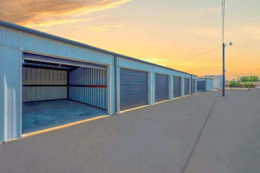 Open drive-up storage units at Mount Storage Giddings