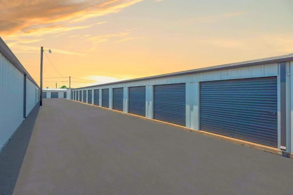 Row of drive-up storage units at Mount Storage Giddings