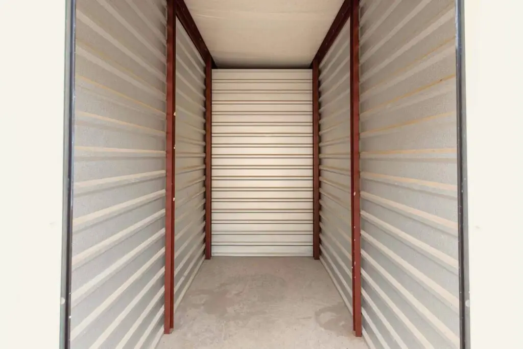 Inside a small storage unit at Mount Storage Kerrville