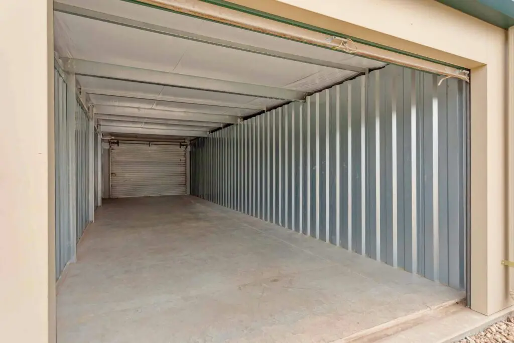Inside a large storage unit at Mount Storage Kerrville