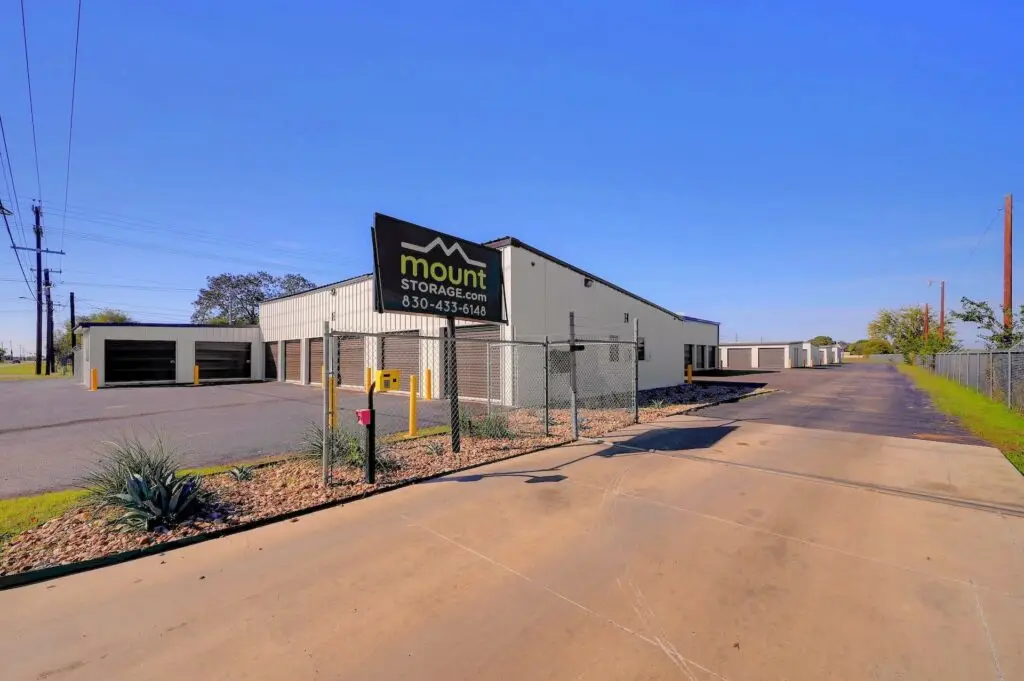 Entrance drive and storage buildings at Mount Storage Seguin